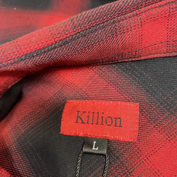 Killion Men’s Plaid Cotton Casual Button-Down Shirt – Red – Size L - Picture 2 of 12